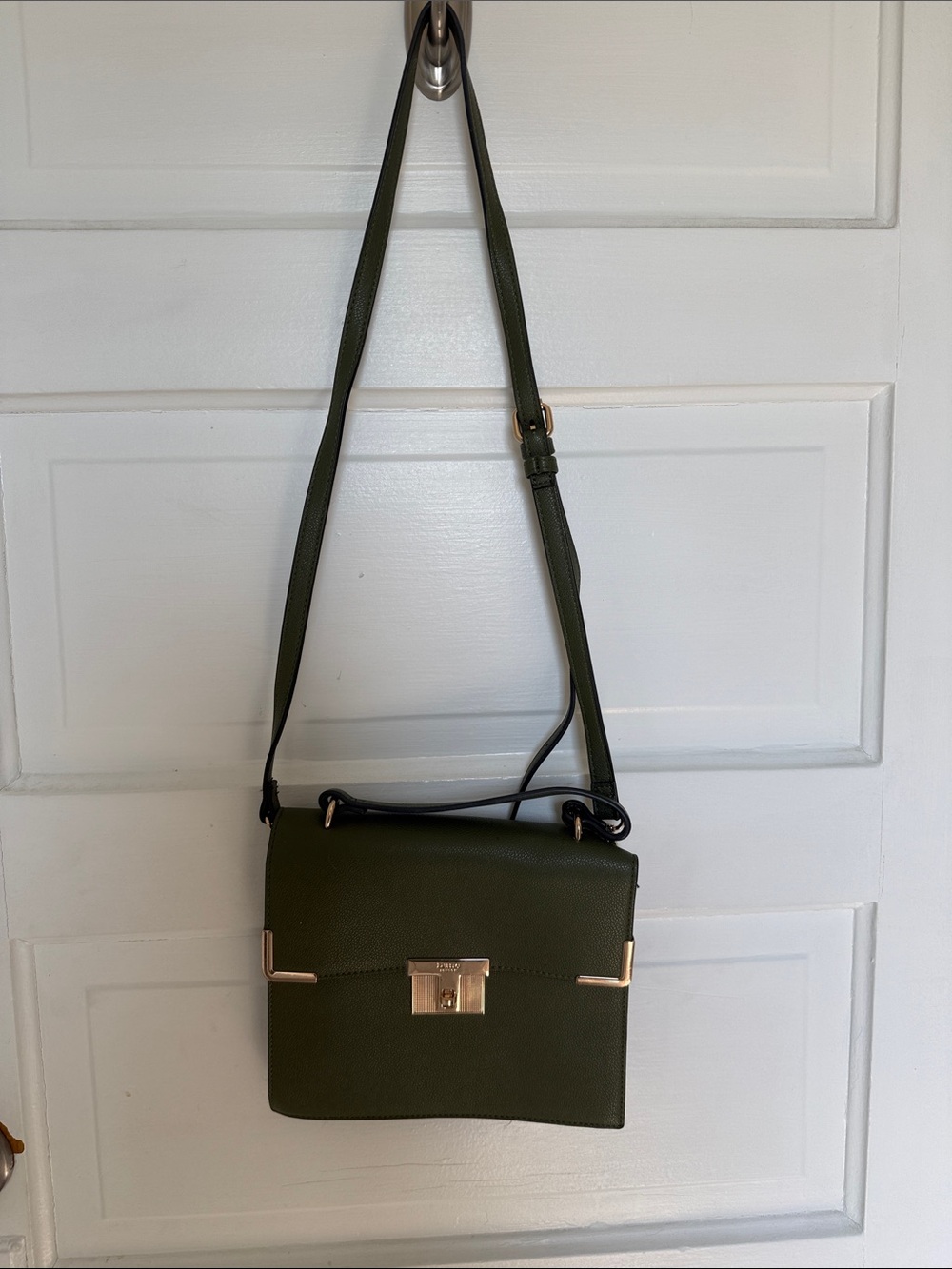 Olive Green Crossbody Bag with Gold-Tone Hardware